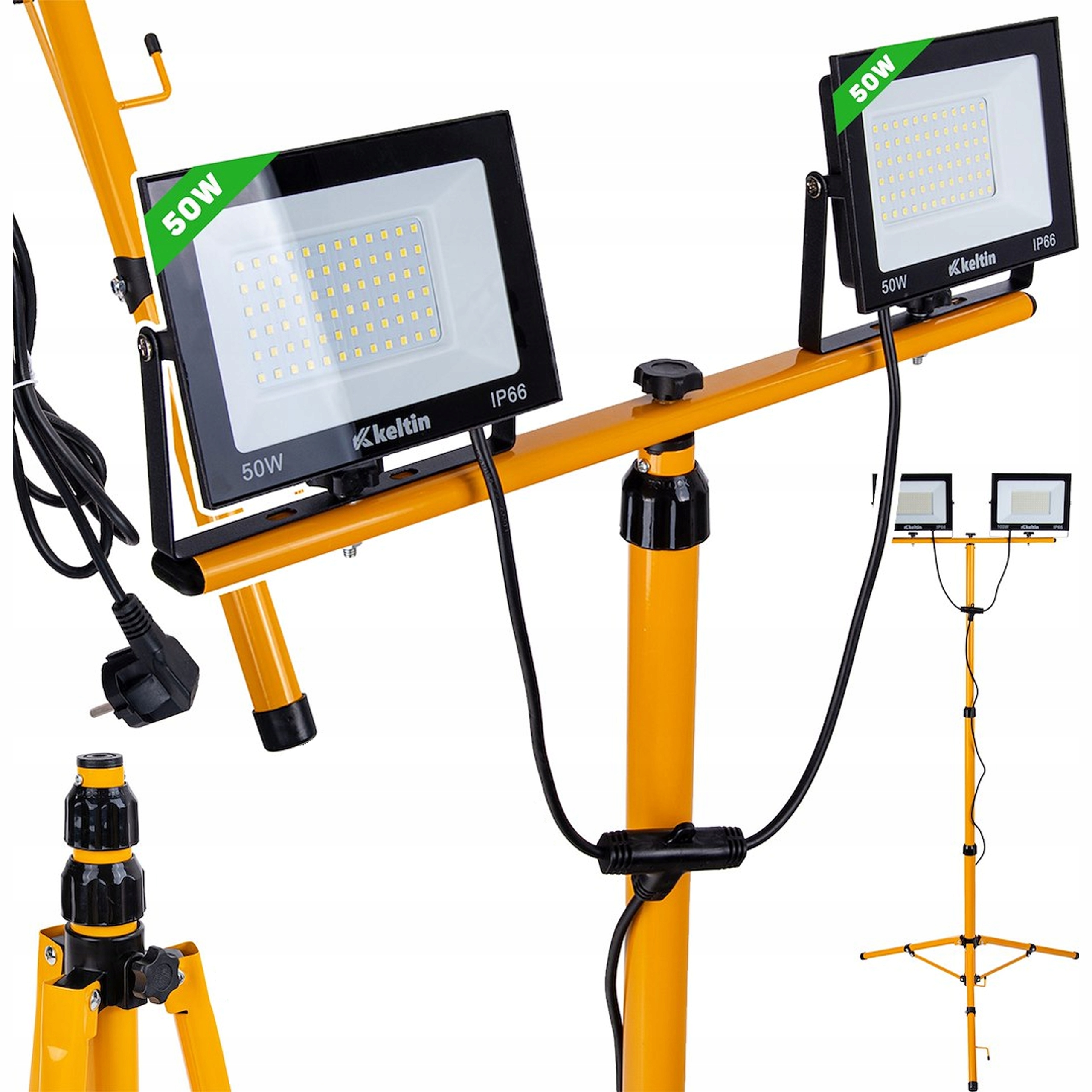 Led reflektor 2×50W 6500K s teleskopickým stativem Keltin K02053
