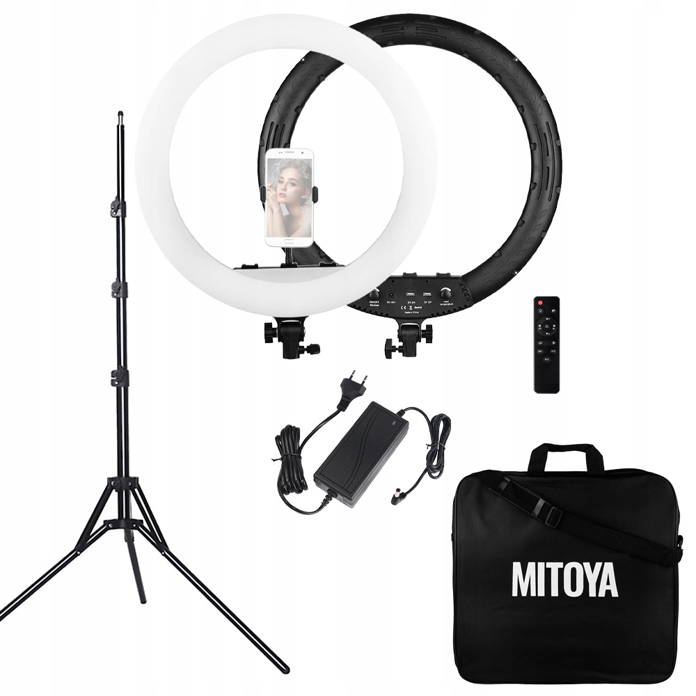 Duża Lampa Led Ring Mitoya MTY21C 53cm Z Lekkim Stojakiem