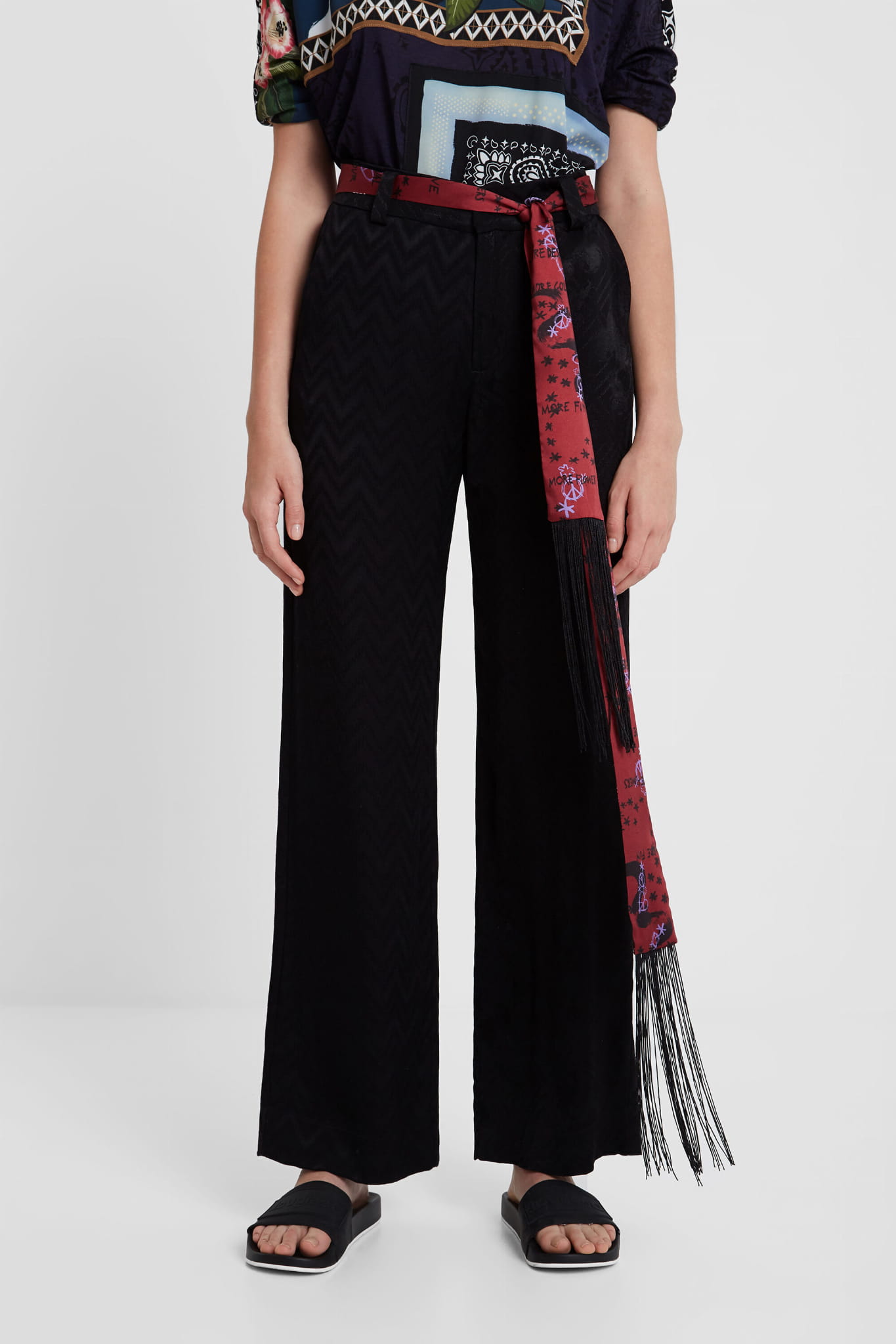 Elegantní Kalhoty S Vysokým Pasem Desigual, Velikost 36