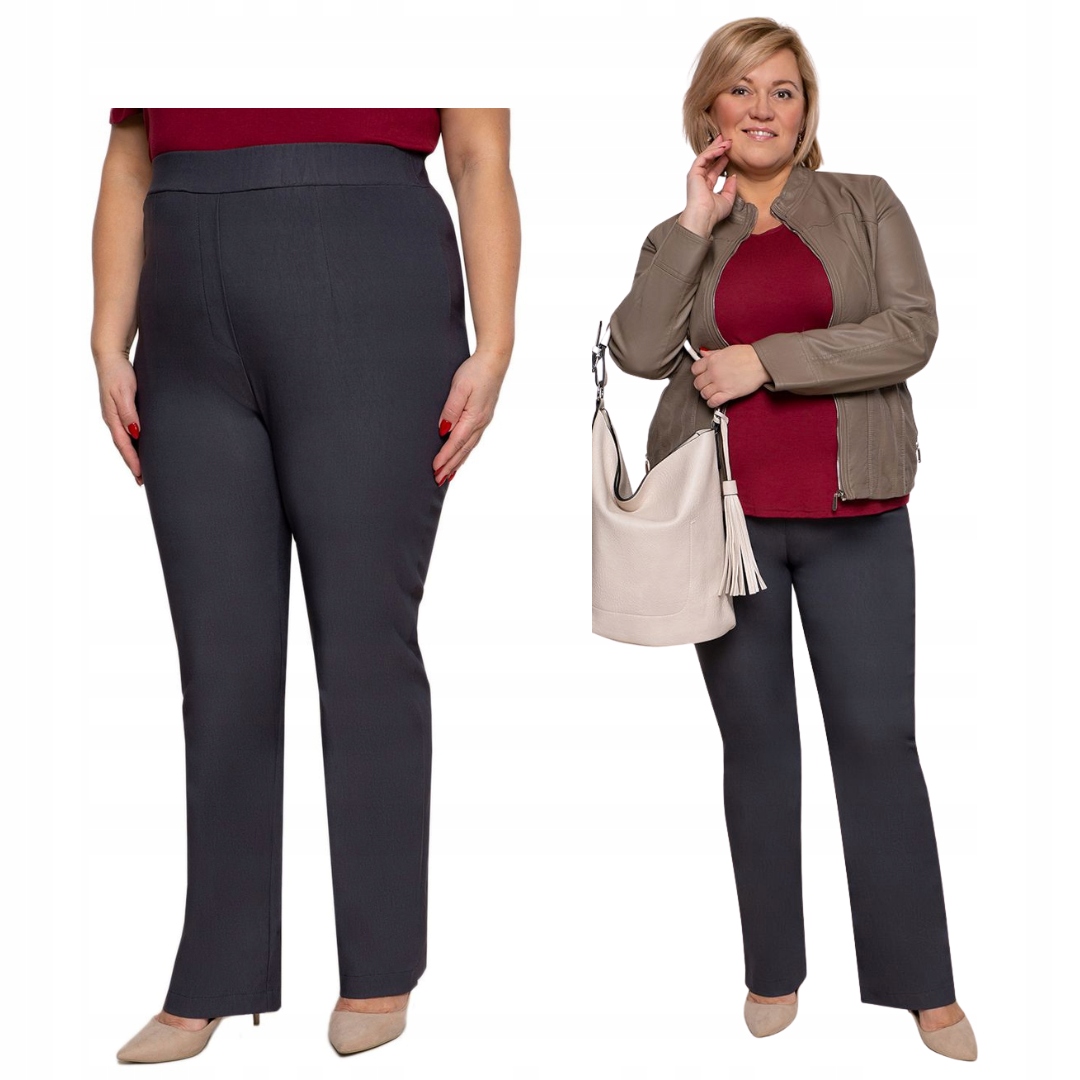 Jednoduché kalhoty s velmi vysokým pasem, šedé, velikost 50