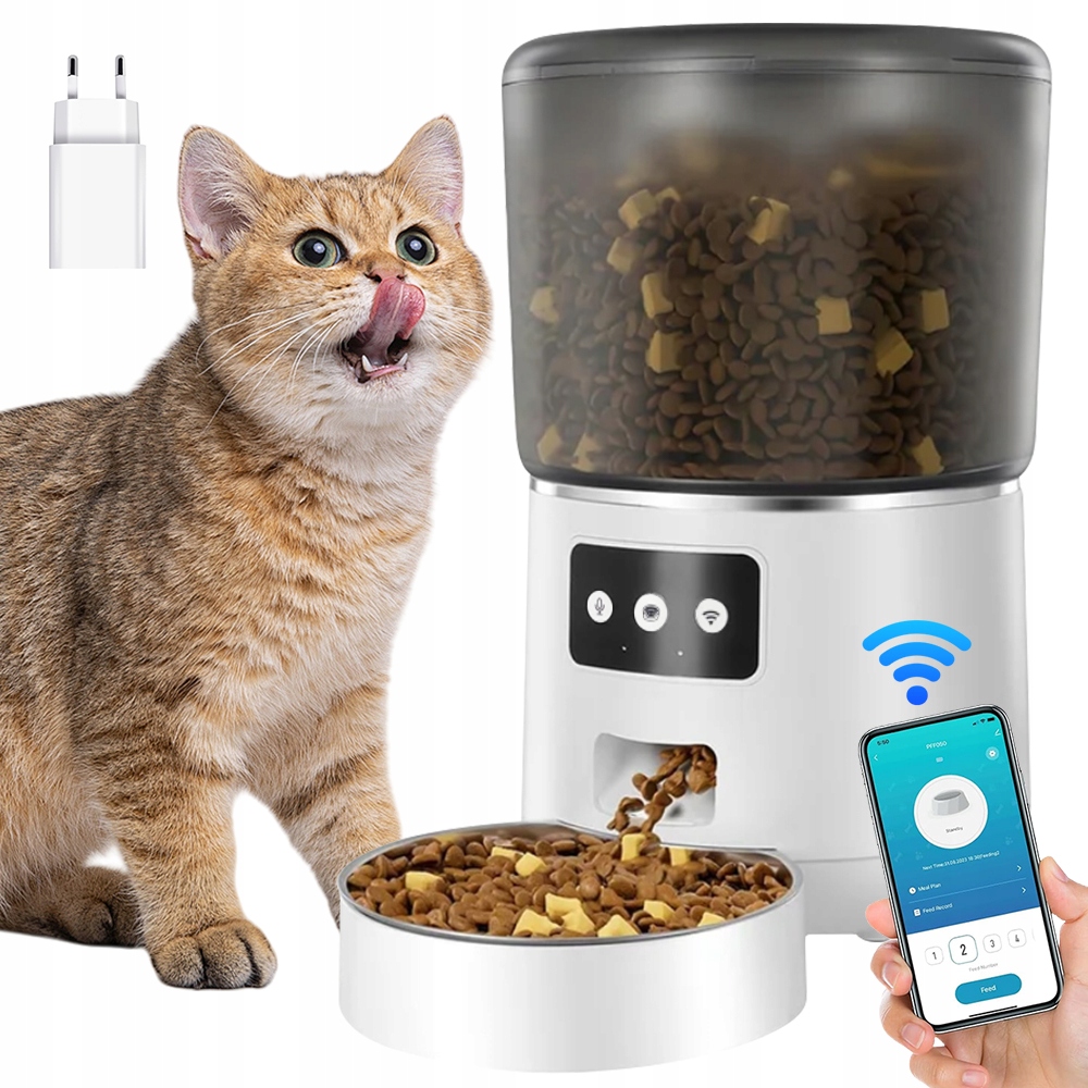 Levně Automatický Podavač Krmiva 4 L S Wifi A Miskou Z Z Nerezové Oceli