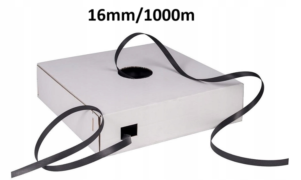 16mm/1000m CZARNA TAŚMA PP DO SPINANIA PALET BANDOWNICA W KARTONIE
