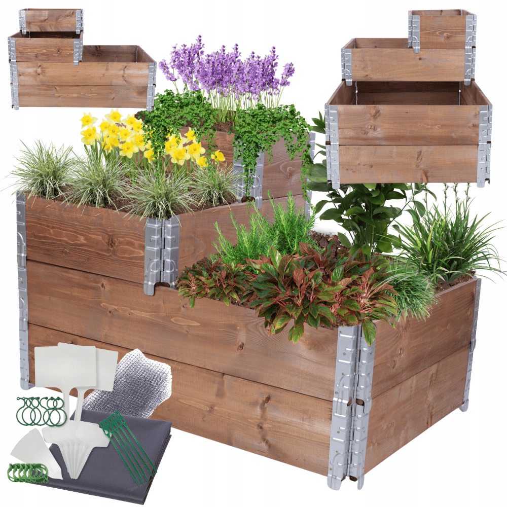 Vyvýšený poschodový záhon, nastaviteľný, veľký zeleninový záhon impregnát 60x120x80