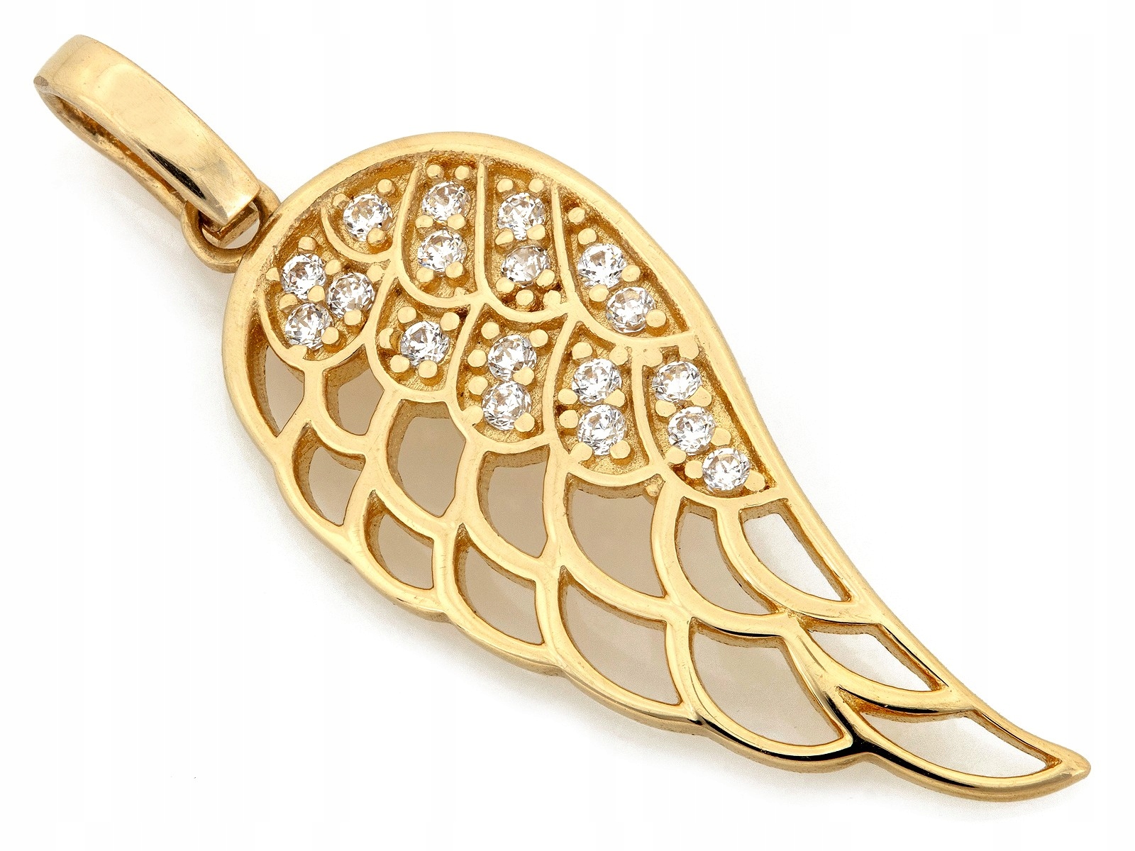 Zlatý přívěsek s křídlem a zirkony 585 14k 1.28g, elegantní šperky