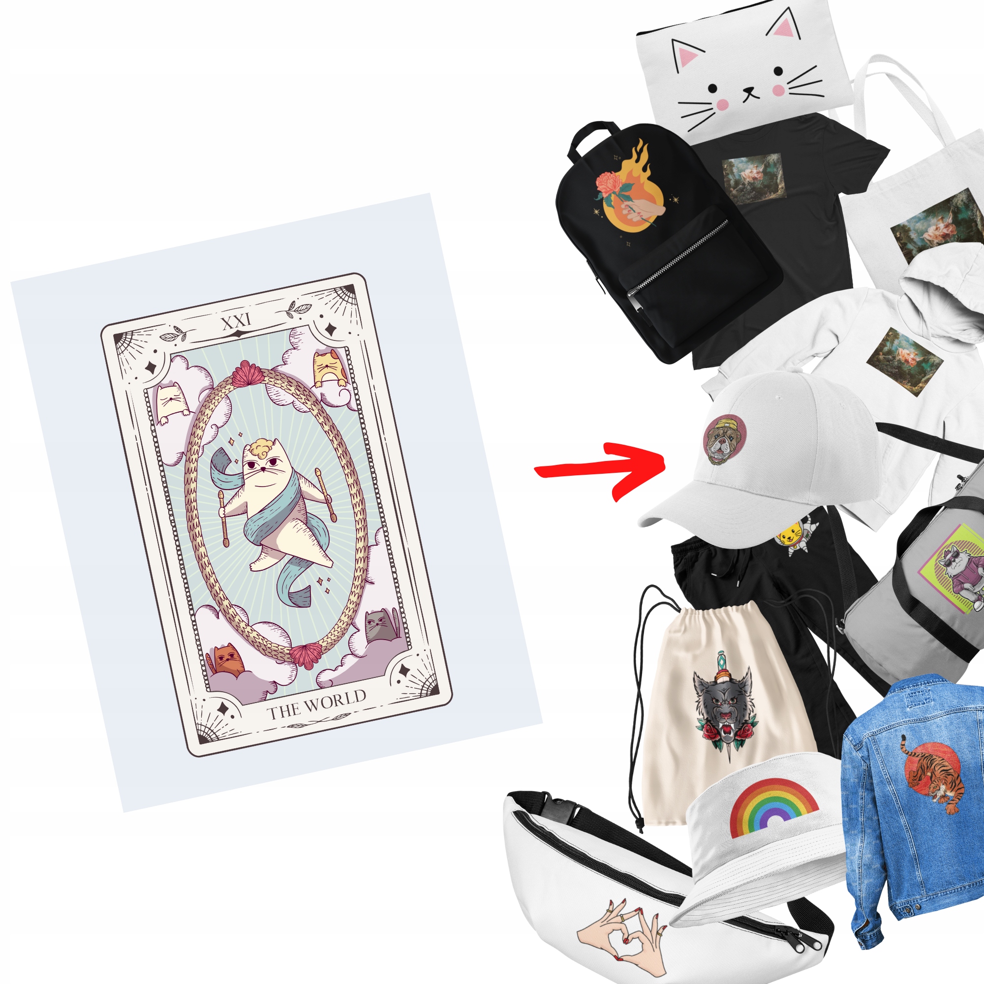 

Naprasowanka Kot Tarot Termo Naklejka Aplikacja