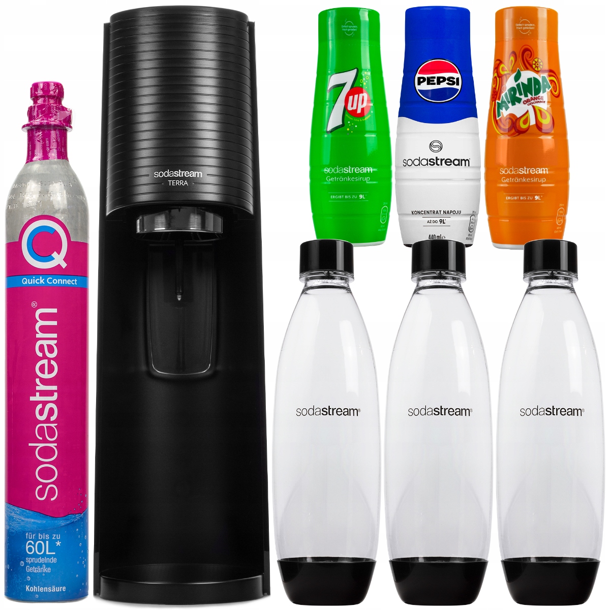 SATURATOR SODA STREAM TERRA ZESTAW BUTELKI SYROPY