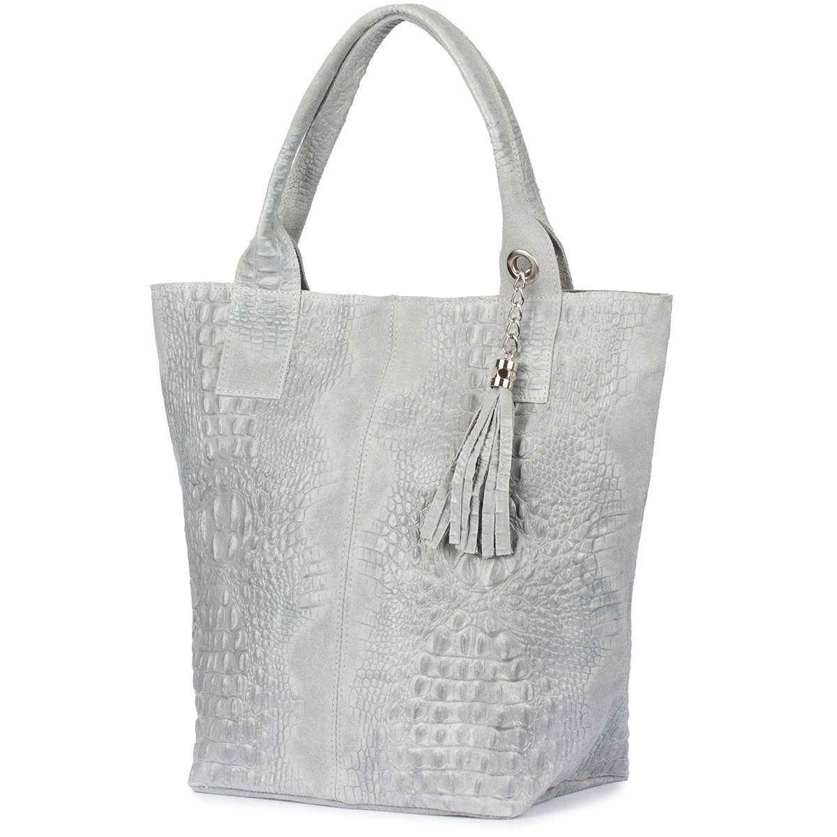 Kožená taška dámská shopper na zip velká A4 s italskou kosmetickou taštičkou