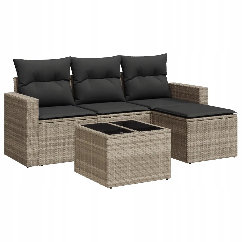Set zahradního nábytku technorattan vidaXL šedý 5 el.