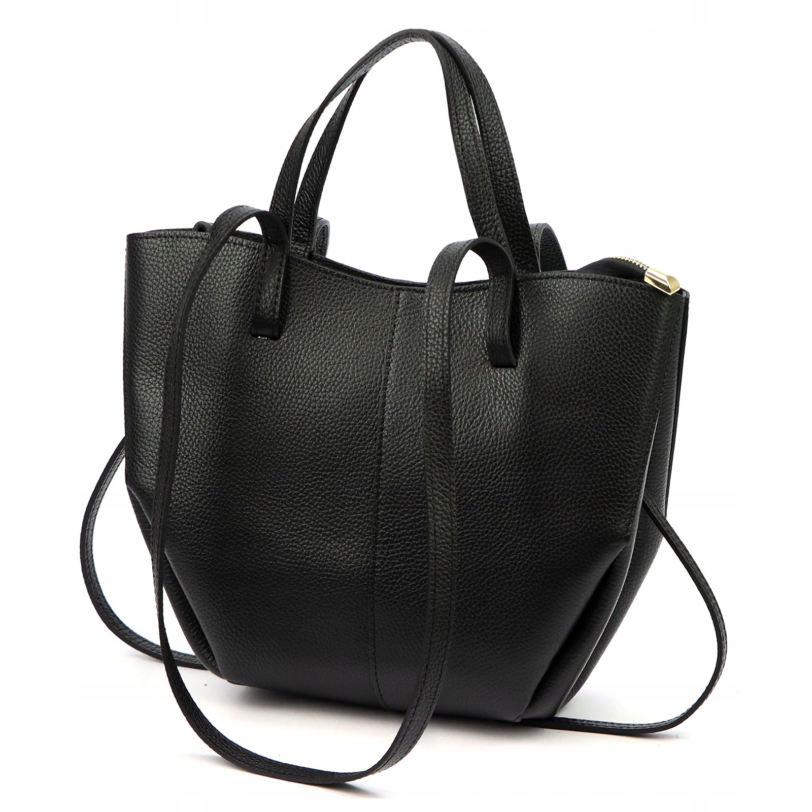 Dámská kabelka Vera Pelle Shopperka přes rameno Kůže Černá kožená Italská