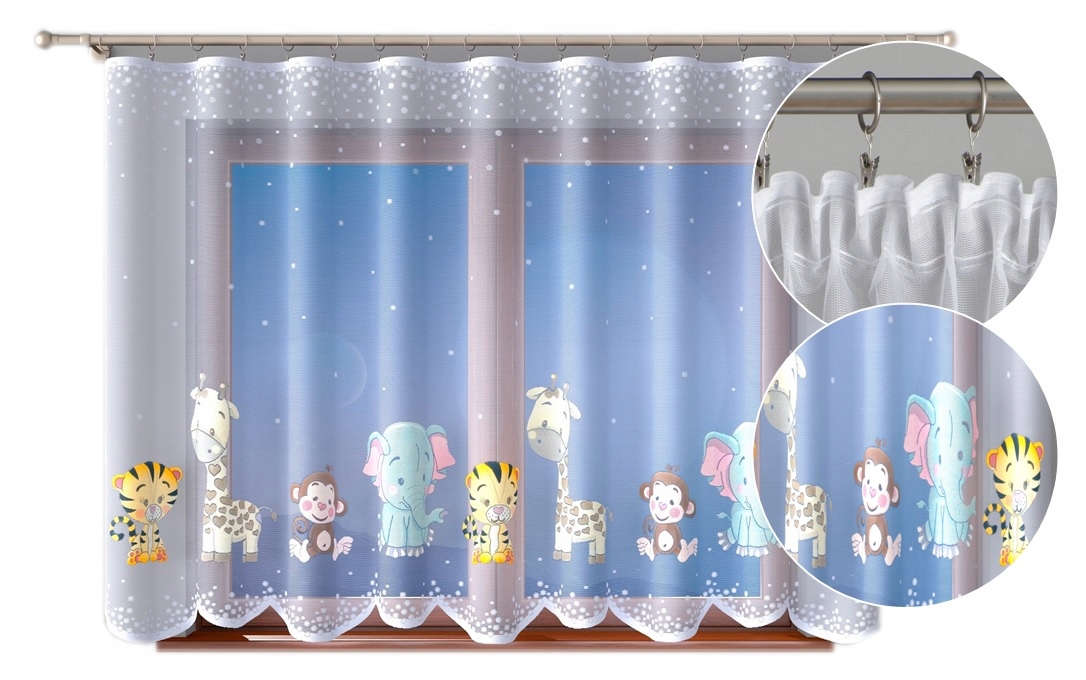 

Zoo, Tygrys, słoń, małpka żyrafa 200x150cm z taśmą