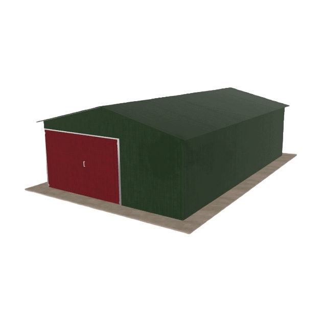 Plechová garáž 5x8 m jednopolohová, dvouspádová, zelená