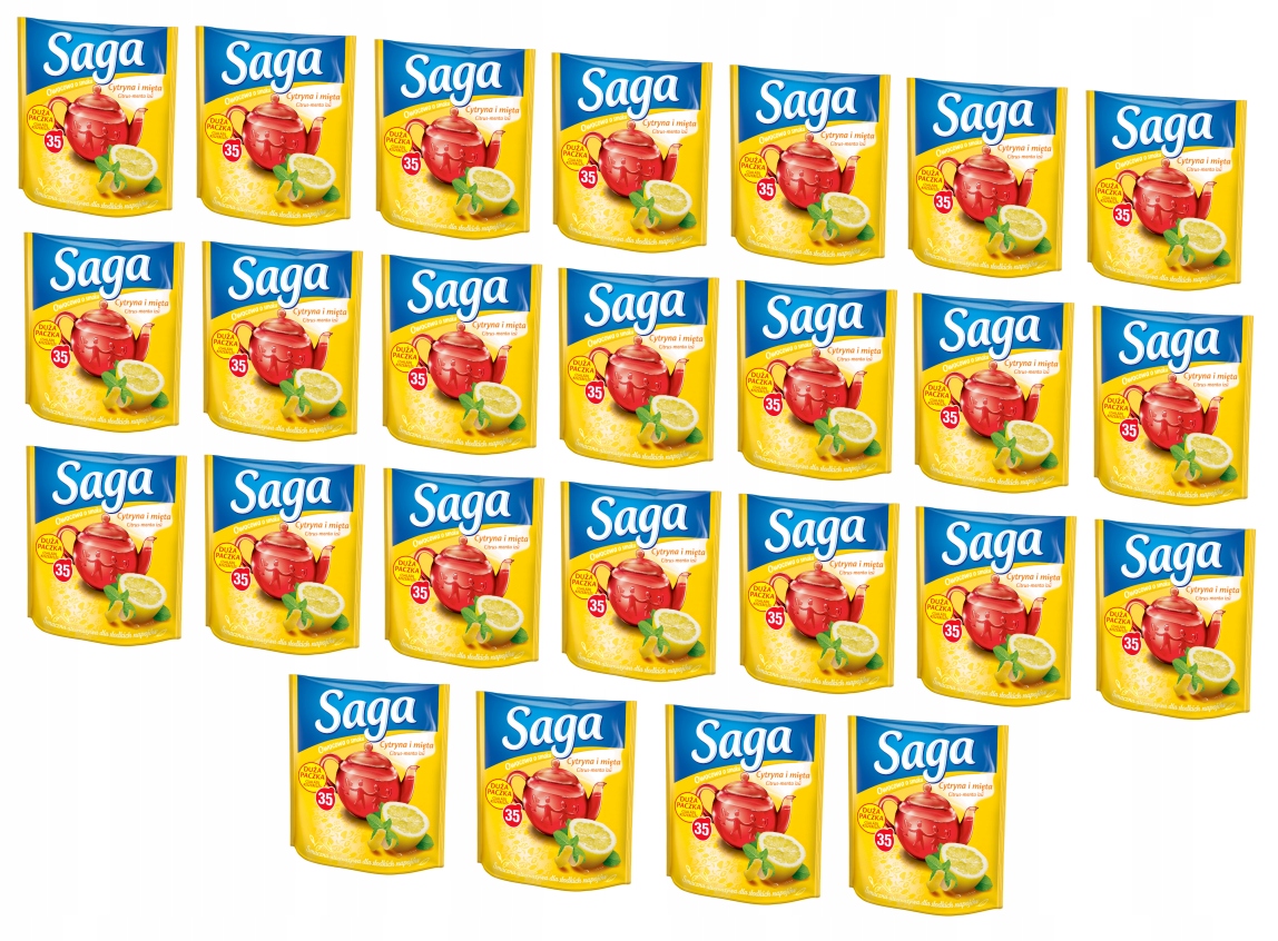 Zestaw 25 x Saga cytryna z miętą herbata op.35szt