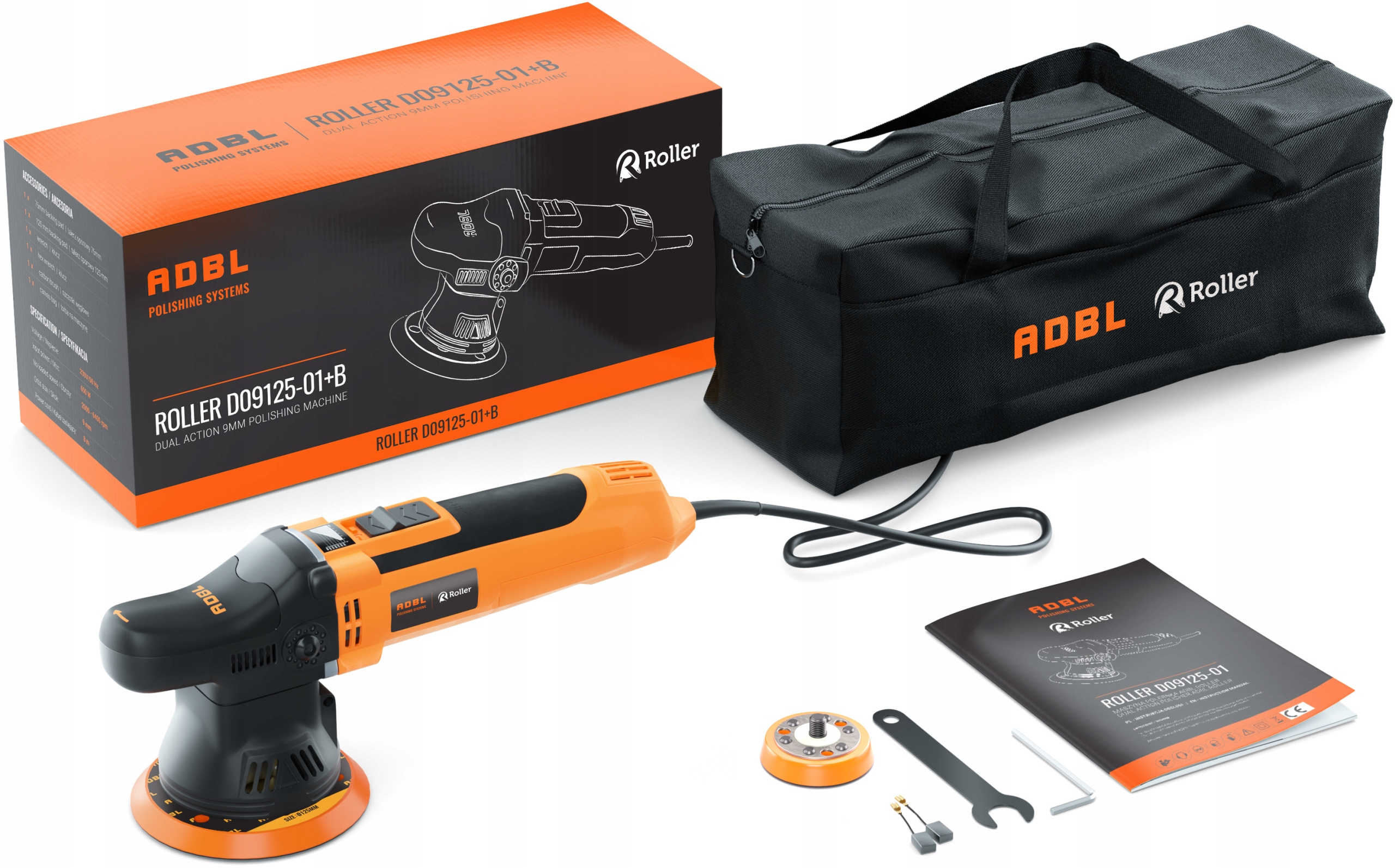 POLERKA SAMOCHODOWA ADBL D09125 + PASTY SWAG + PADY ZESTAW DO POLEROWANIA Marka ADBL