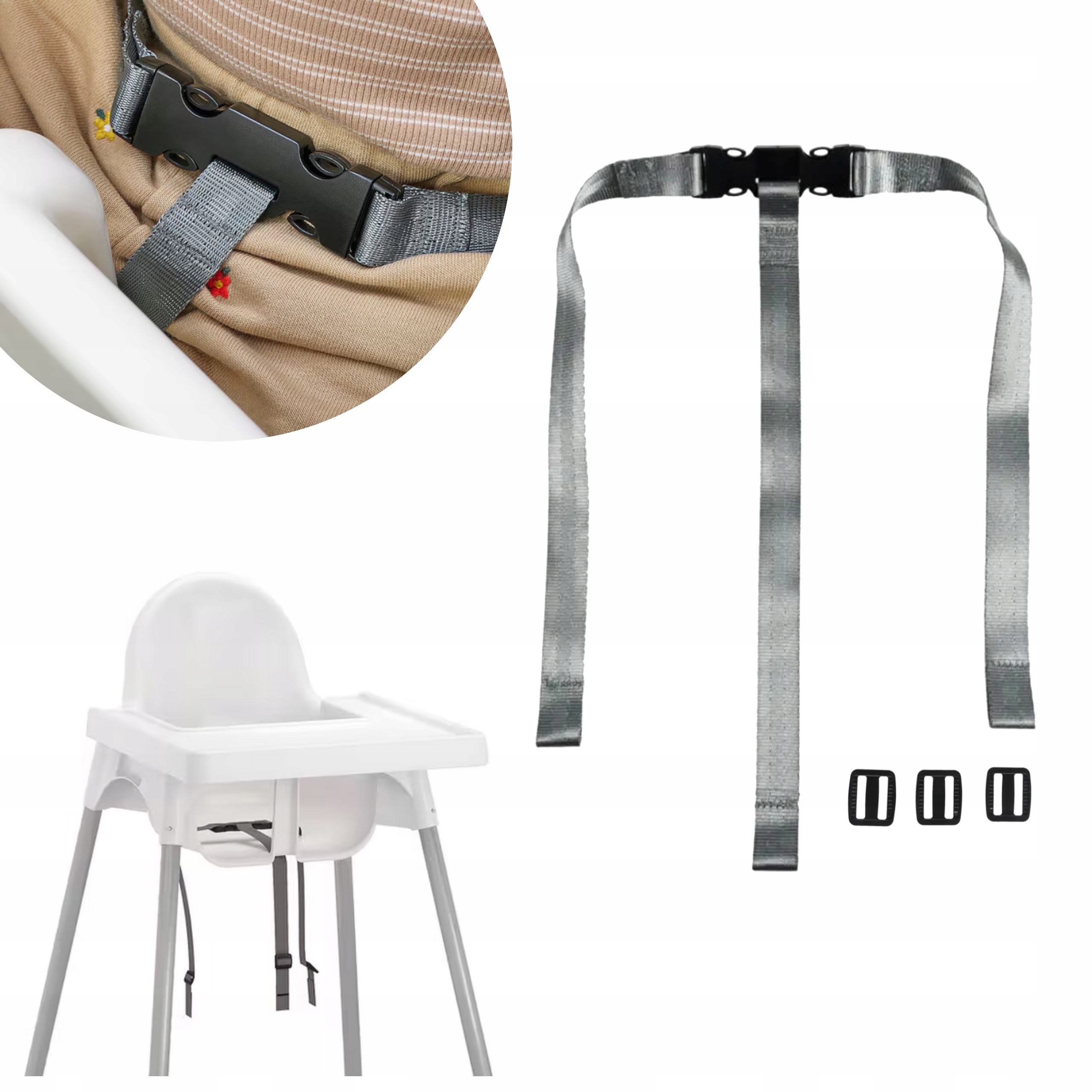 PAS BEZPIECZEŃSTWA DO KRZESEŁKA DLA DZIECKA IKEA ANTILOP PASEK 3-PUNKTOWY