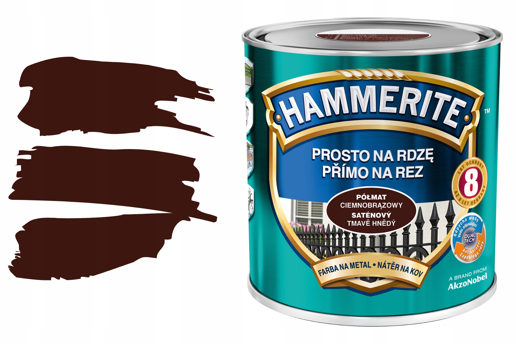 Farba Prosto Na Rdzę Ciemnobrązowy Półmat 2,5 l Hammerite