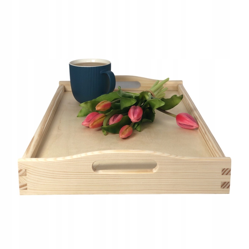 Taca Stolik śniadaniowy Decoupage Diy naturalny
