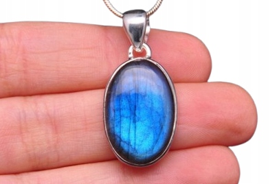 * Labradorit Nádherný Přívěsek Přírodní Minerál Stříbro 925 Č. 2 *