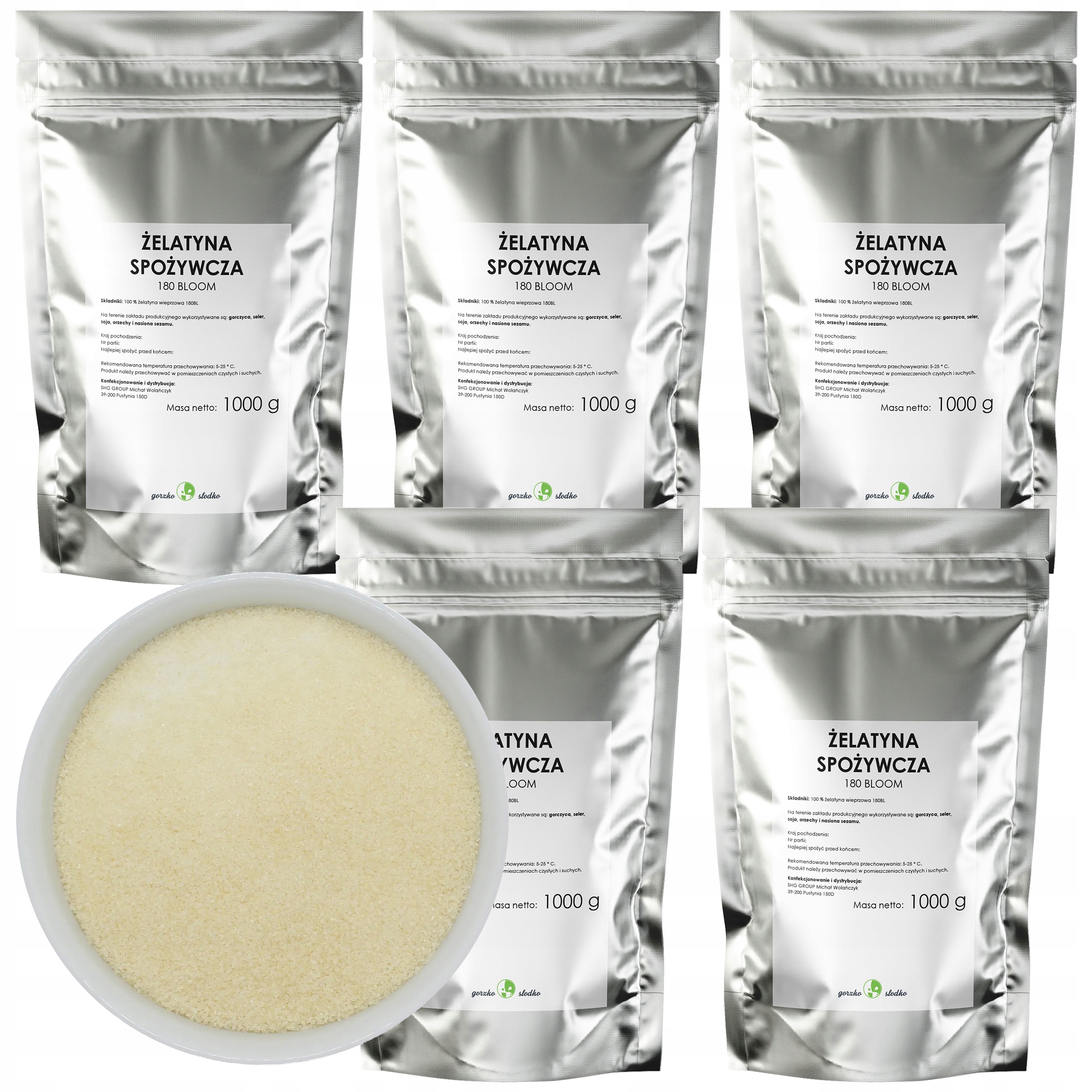 Żelatyna spożywcza 5 kg wieprzowa 180 Bloom na stawy Gorzko Słodko