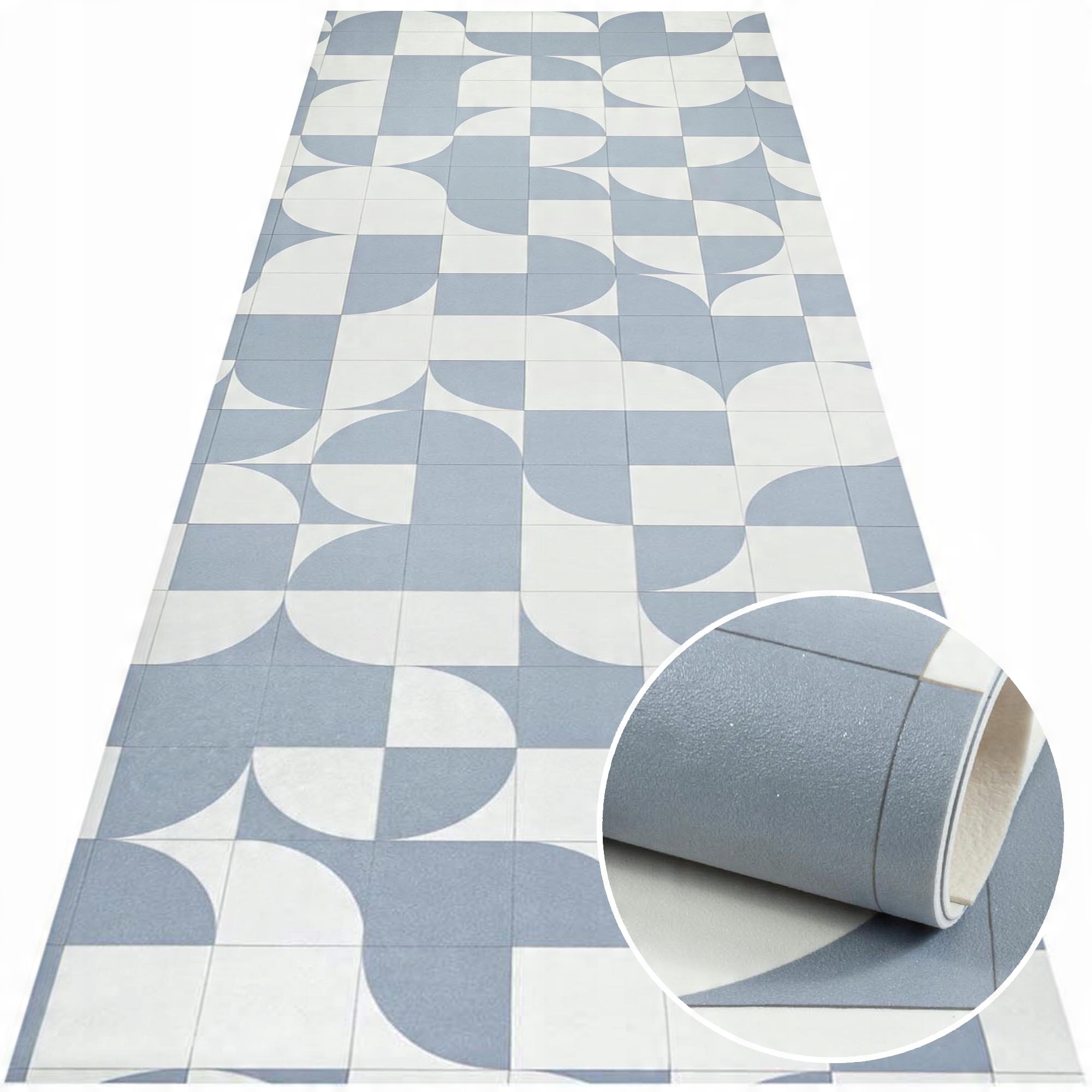 

Winylowy dywan mata Pcv 67x200 Geometria Niebieska