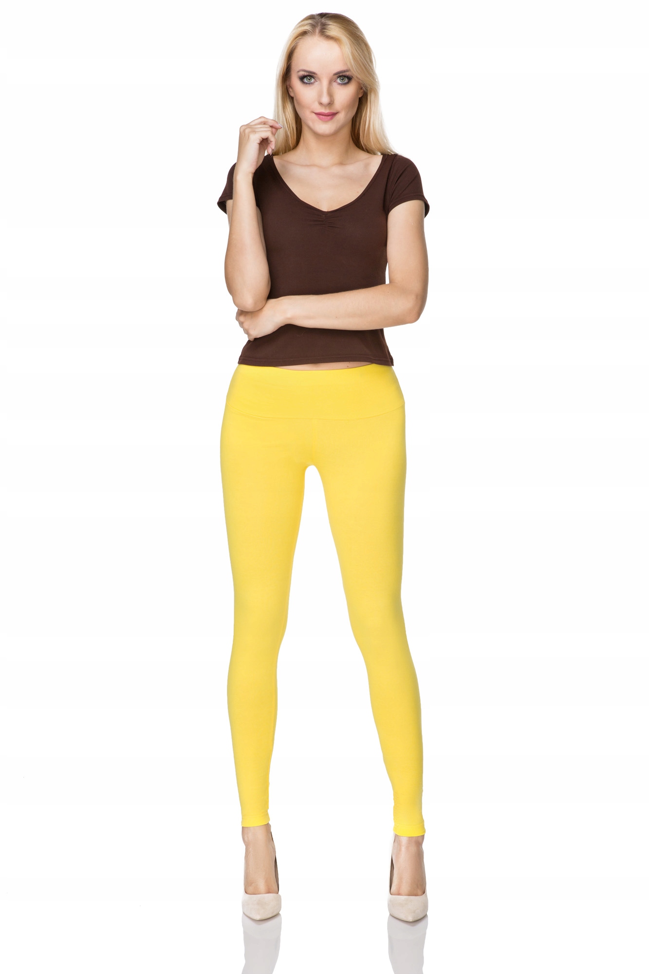 DAMSKIE DŁUGIE LEGGINSY PANEL BAWEŁNA LWP 4XL/48