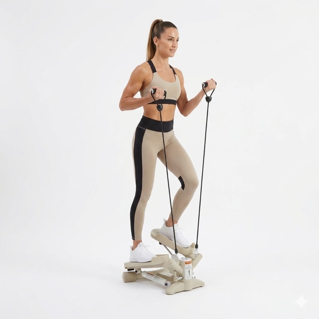 Stepper Steper Prosty Z Linkami Do Ćwiczeń Licznik LCD Regulacja Fitness