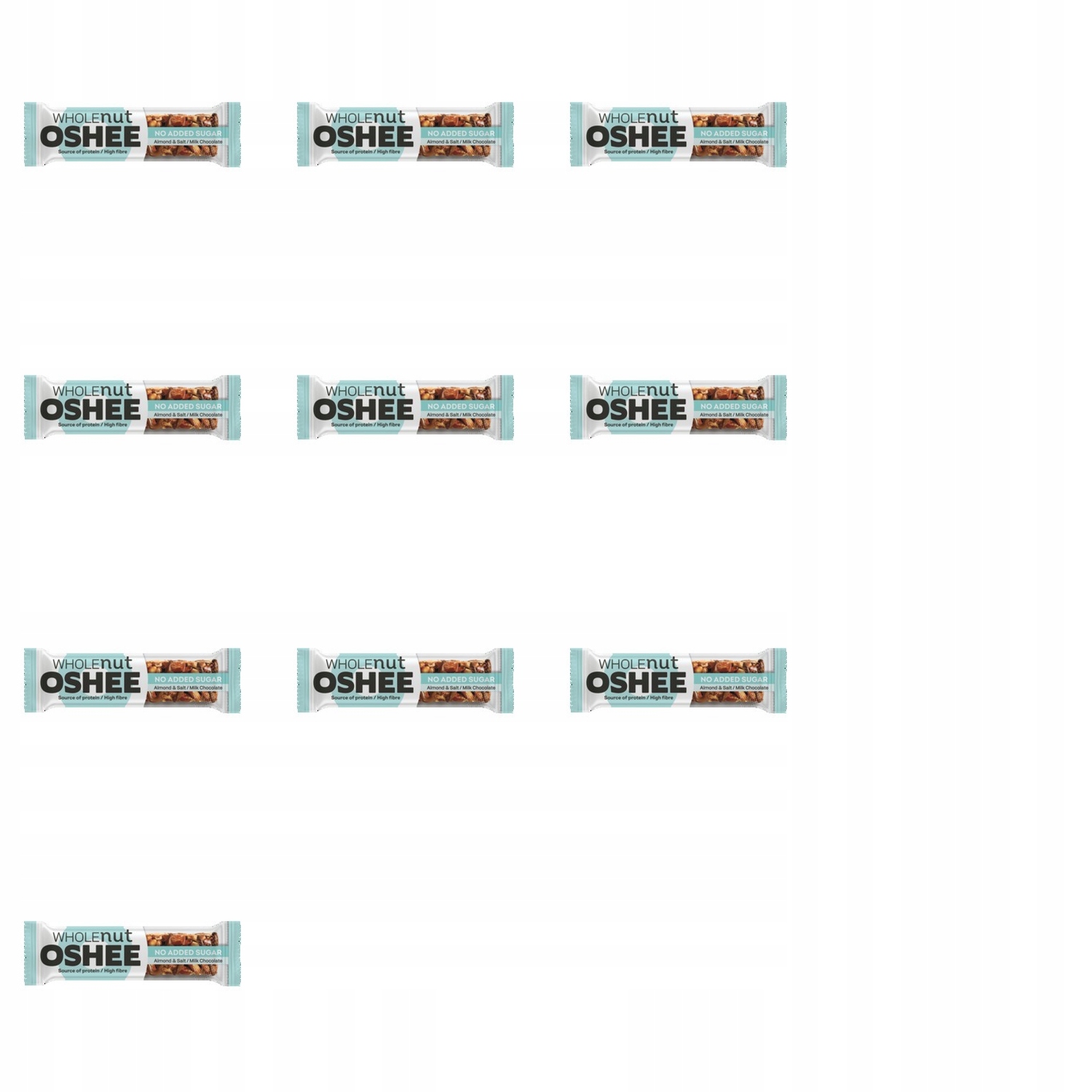 Levně 10x 40g Oshee tyčinka z celozrnné ořechové mléčné čokolády s ořechy a solí