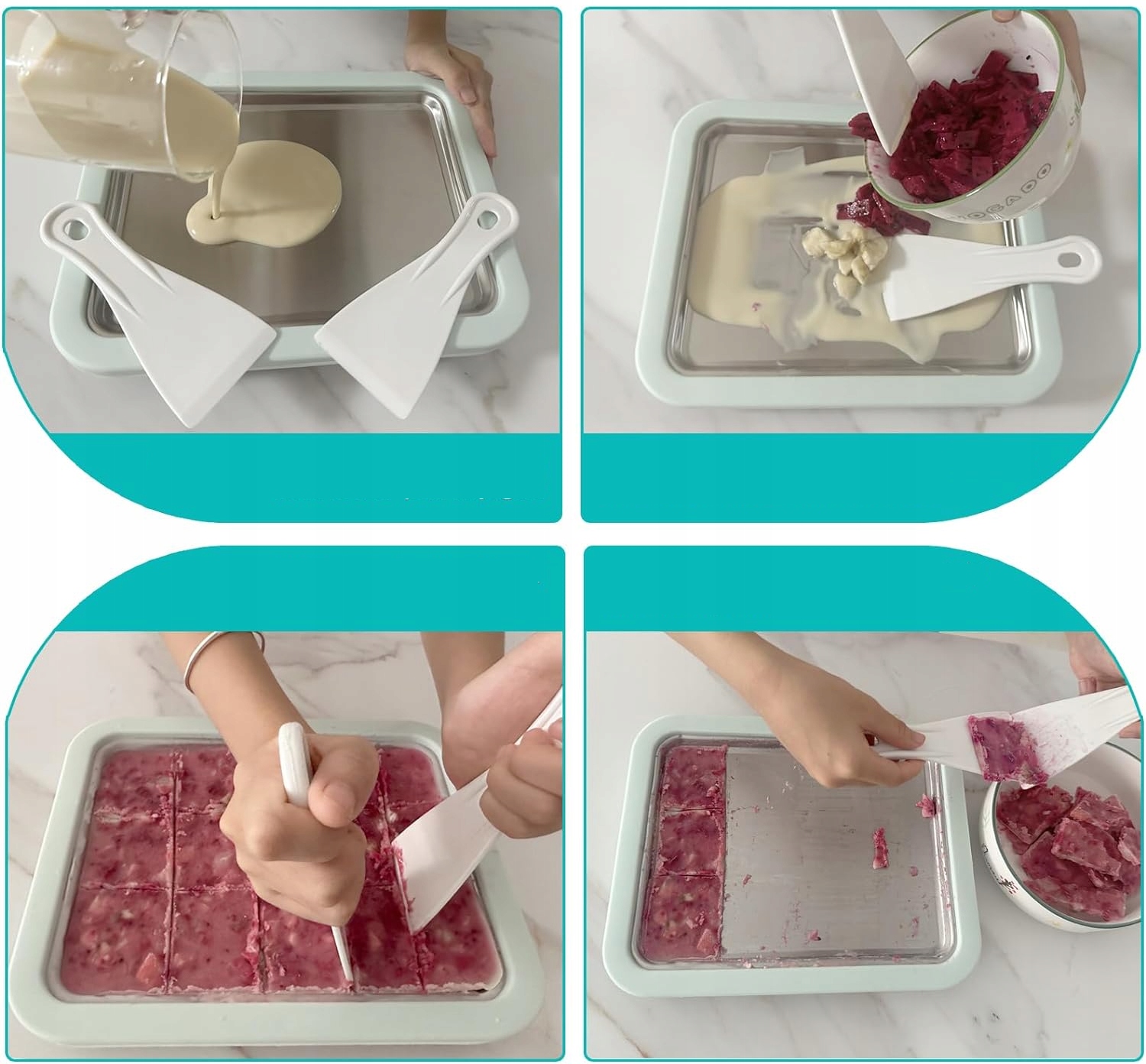 MASZYNA DO LODÓW TAJSKICH URZĄDZENIE NA LODY TACA PŁYTA + DWIE SKROBACZKI Kod producenta LODY TAJSKIE TACKA ROBIENIE LODÓW SKROBACZKI