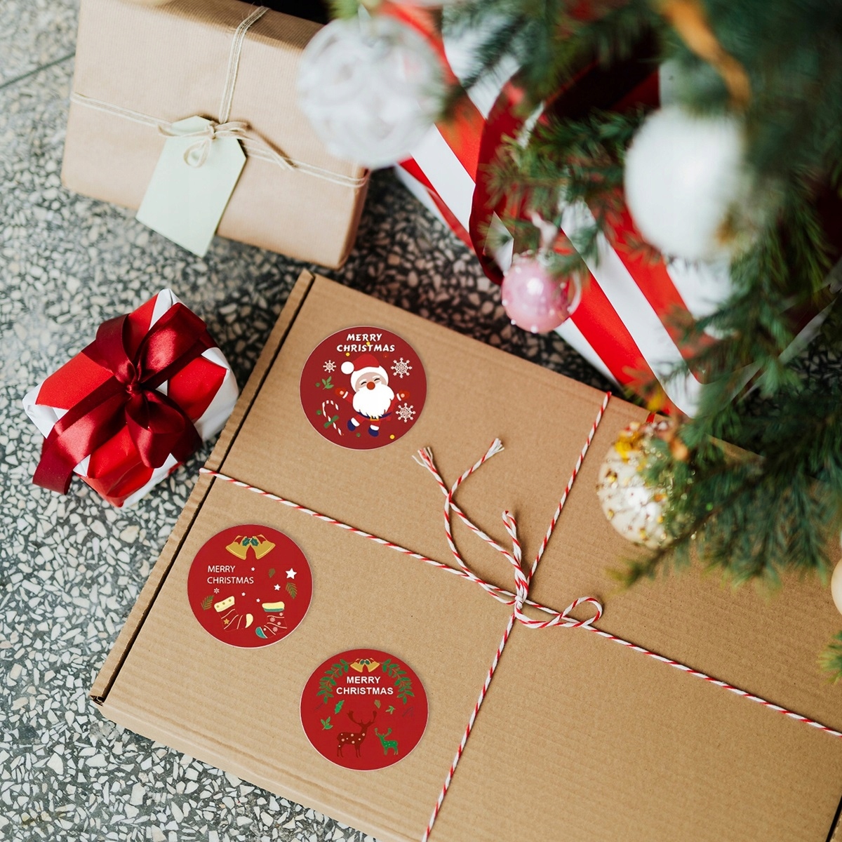 NAKLEJKI ŚWIĄTECZNE NA PREZENTY WESOŁYCH ŚWIĄT MIKOŁAJ 8szt R8 Rodzaj inny