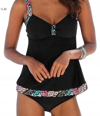 Lascana komplet tankini s barevným vzorem černý 44C