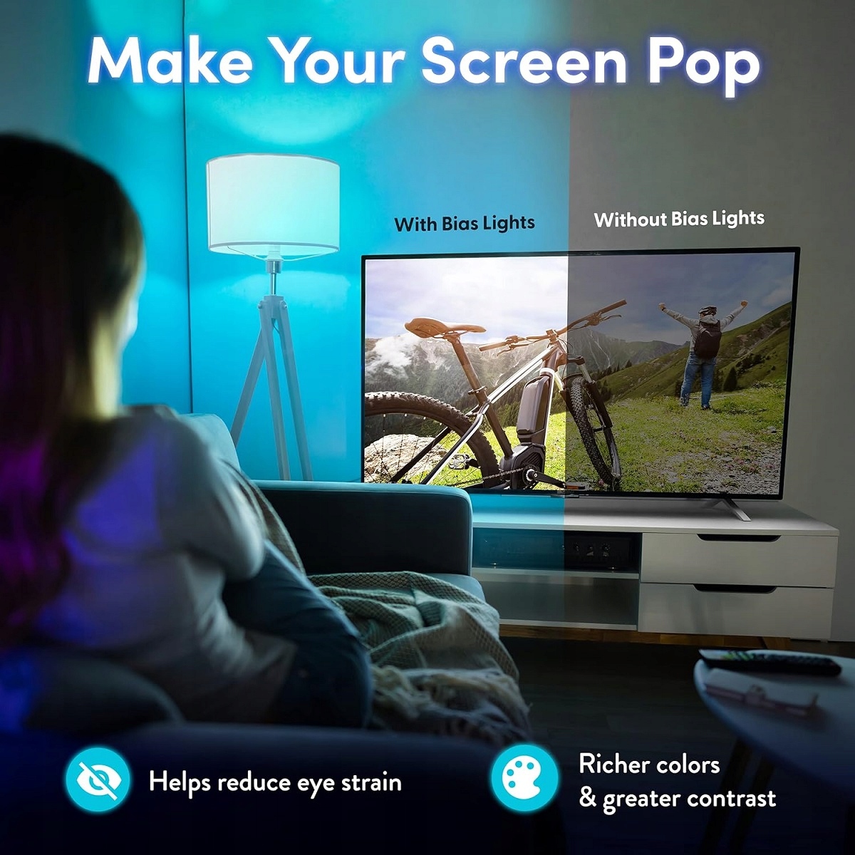 LUMINOODLE TAŚMA PASEK LED RGB DO TELEWIZORA MONITORA 2M 24-27" 60-68CM Marka Inna