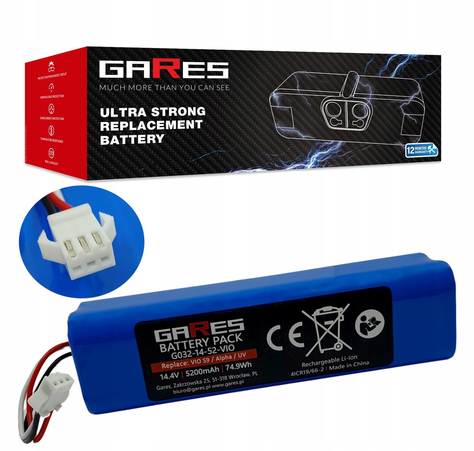 Akumulátor Gares pro Roidmi Eve Plus 14,4V 5,2Ah