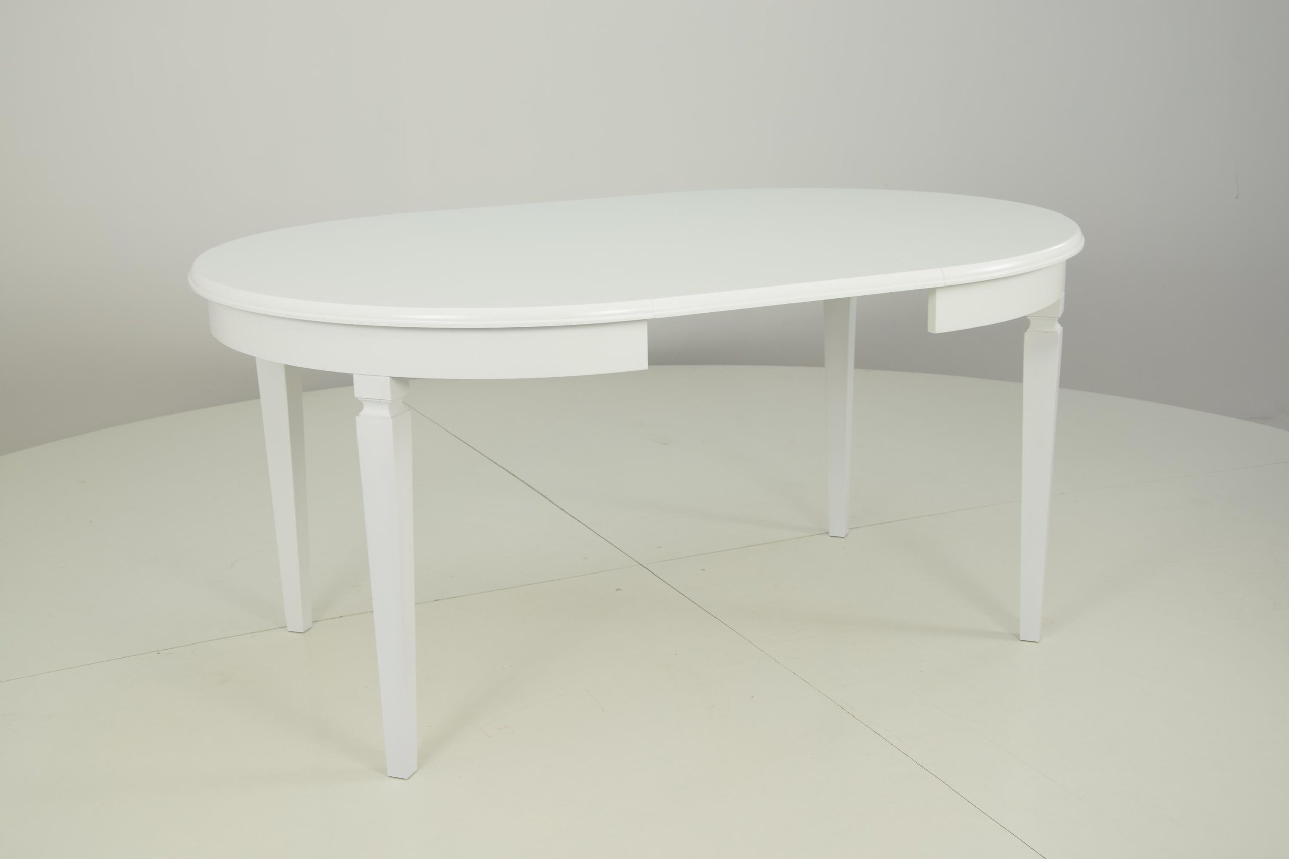 Stół Okrągły Biały Rozkładany Drewno Buk ⌀110cm Kolor mebla biały