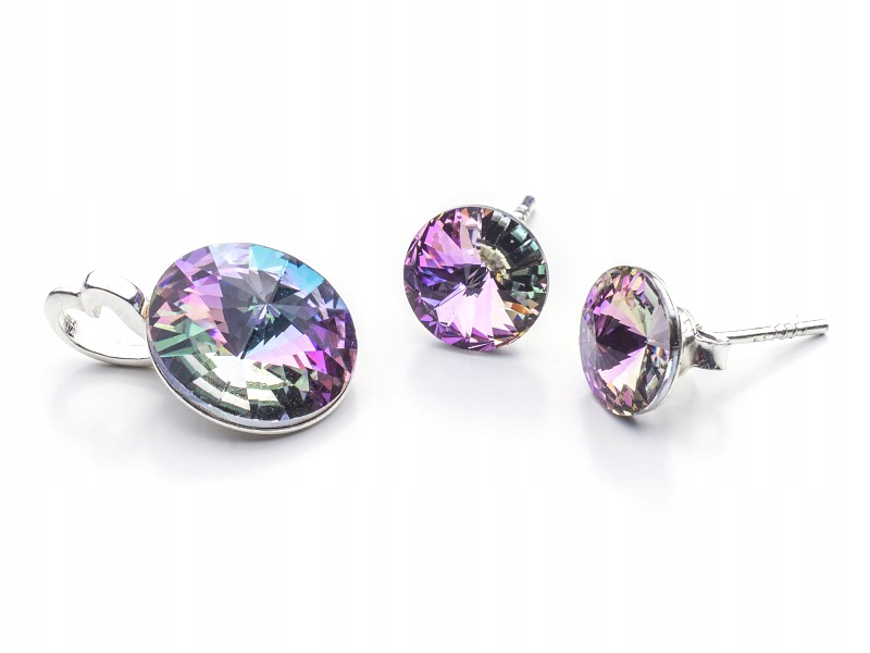

Komplet srebrny kolczyki wisiorek z kr. Swarovski
