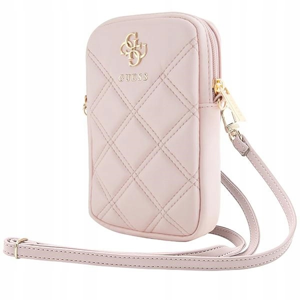 Guess Zip Quilted 4G Taška na telefon, růžová
