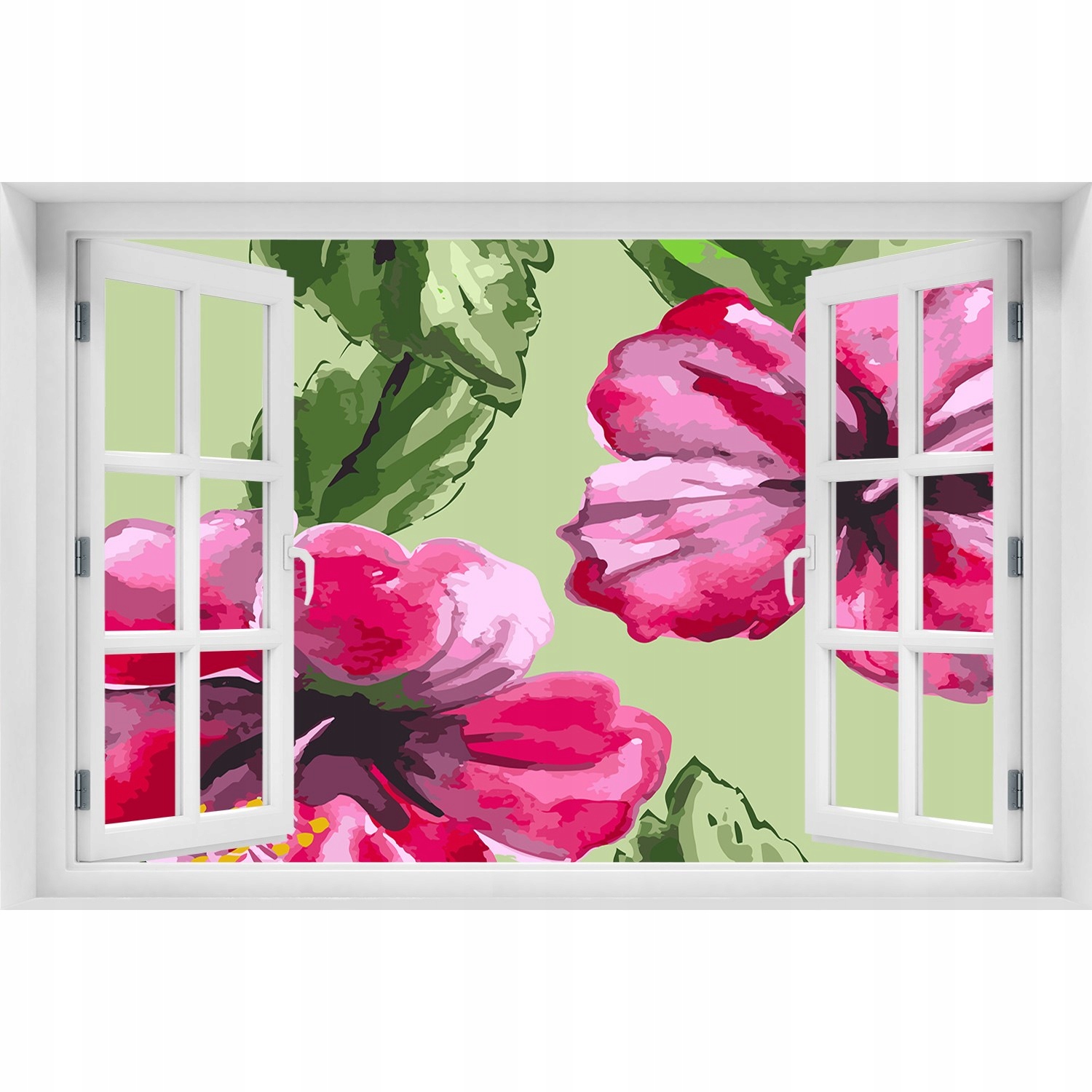 

3D Okno Naklejka ścienna Hawajskie kwiaty 120x80