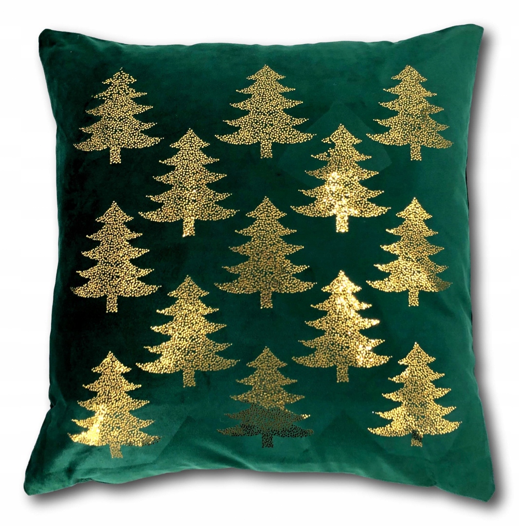 

Poszewka Zielona Złote Choinki Zamszopodobna