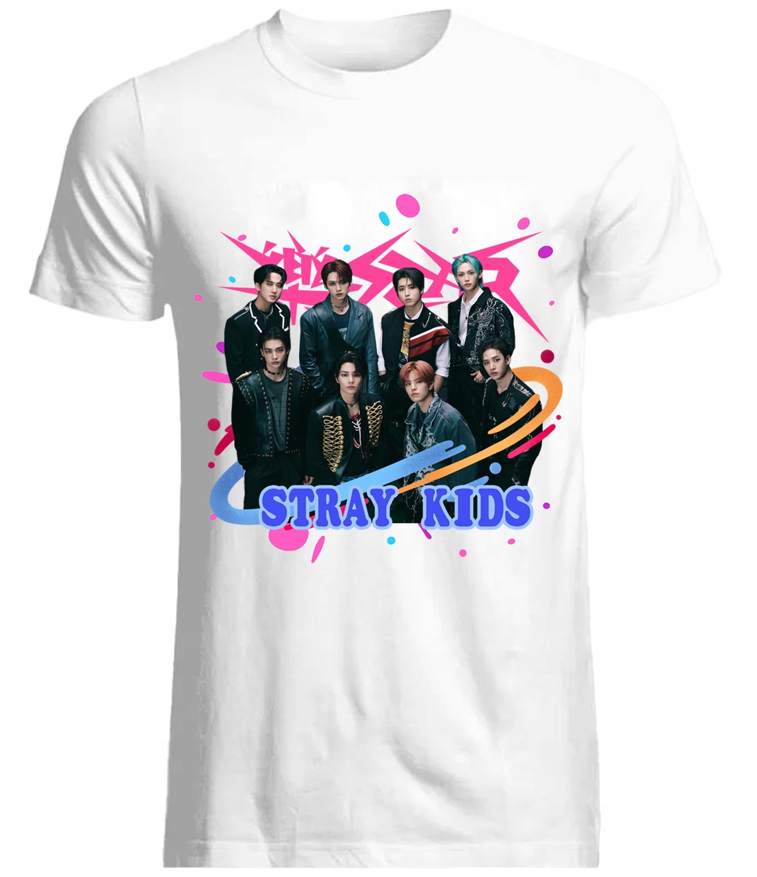 Koszulka K-pop Stray Kids Bawełna 100% Wysokiej Jakości Biały Tekstura XL