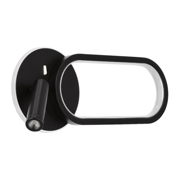 Kinkiet Monet Owal Czarny 13W Led 3000K, 4000K, 6000K Klosz Biał