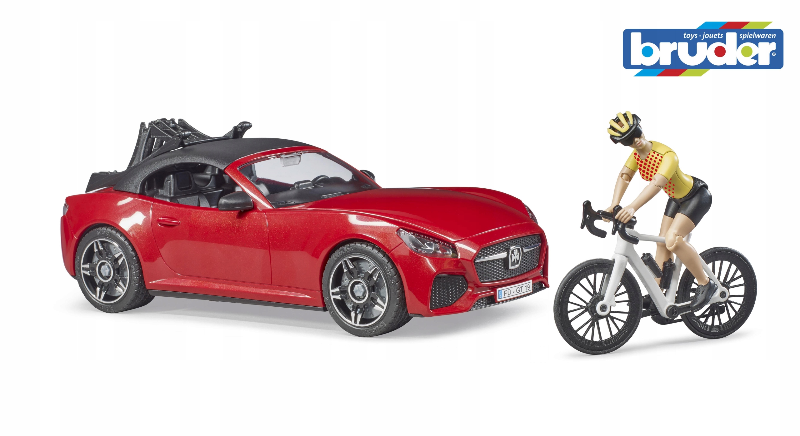 Bruder 03485 Auto Roadster z figurką i rowerem Marka Bruder