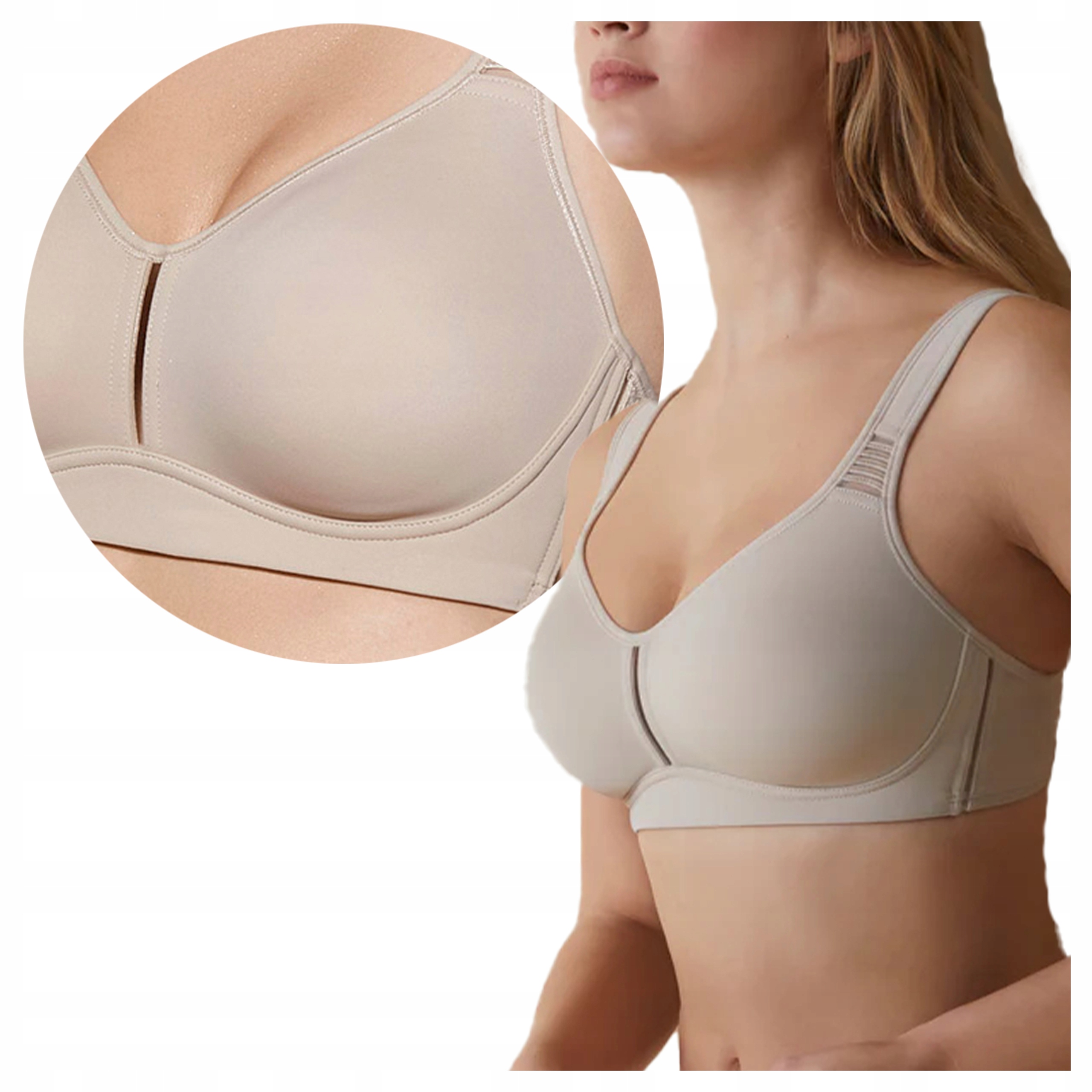 Hladká měkká podprsenka bez kostic Široká ramínka Elvira Béžová 105C