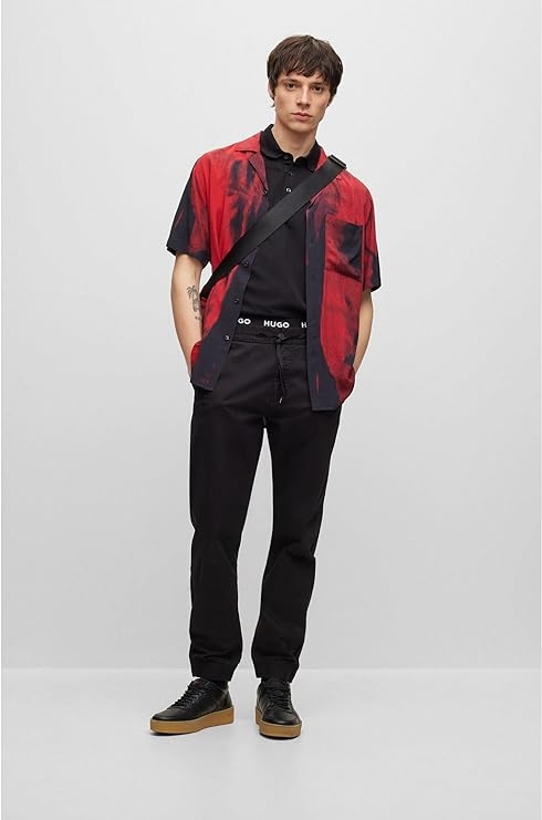 koszulka polo hugo boss meska polówka czarna classic logo slim fit Wzór dominujący logo