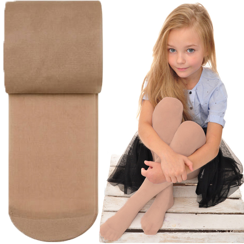 Beżowe RAJSTOPY mikrofibra cieliste 128-134 20 DEN