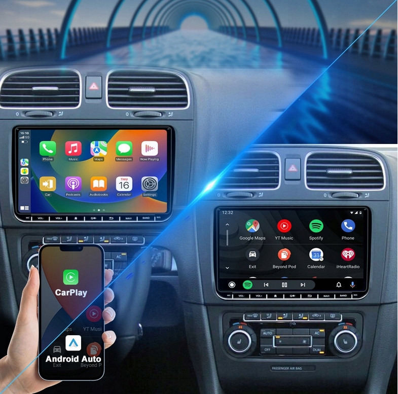 RADIO SAMOCHODOWE 2 DIN VW PASSAT B6 B7 GOLF 5 V 6 VI SEAT SKODA VOLKSWAGEN Model RADIO 9 CALI ANDROID AUTO / APPLE CARPLAY