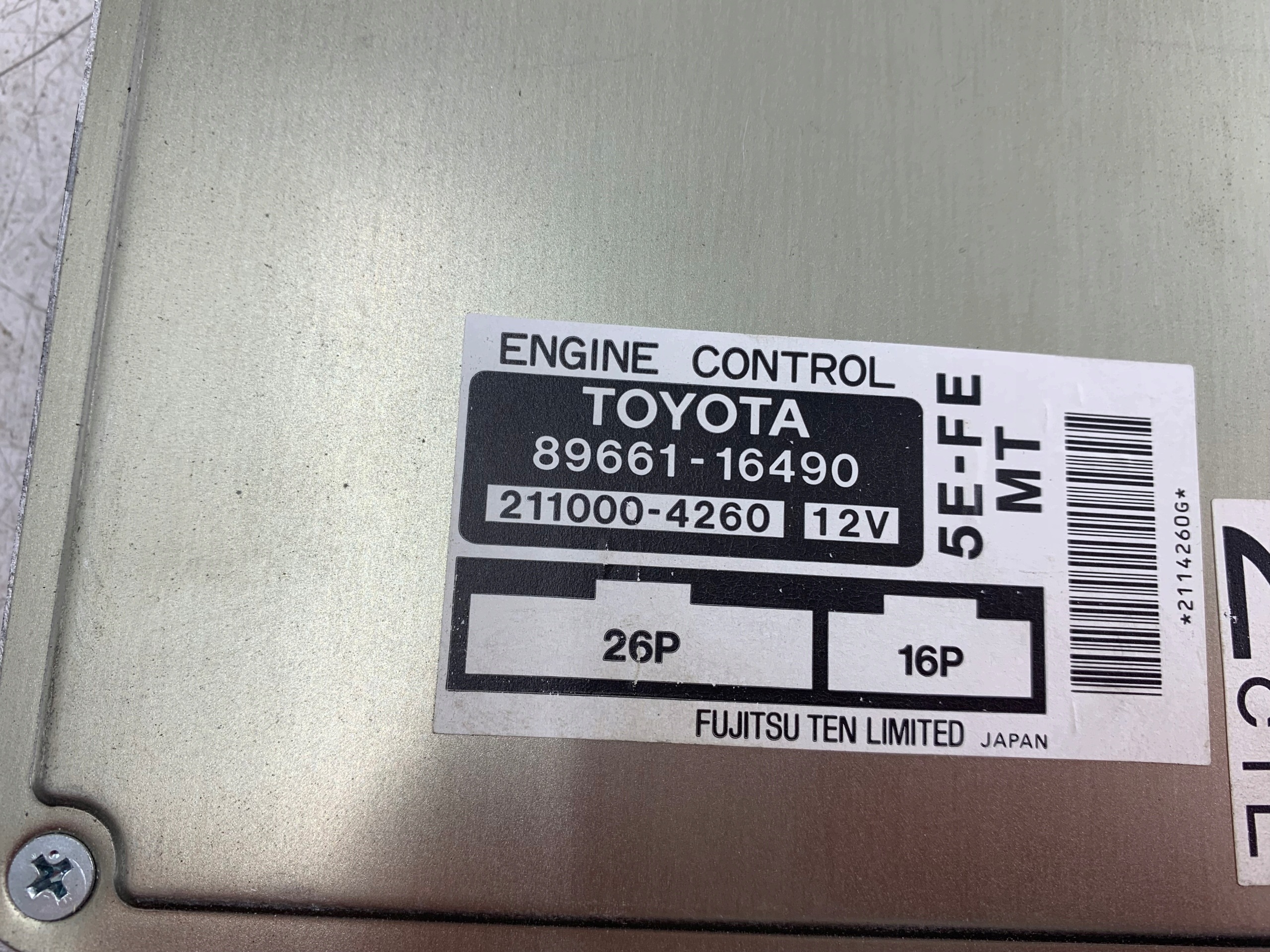 TOYOTA PASEO 1.5 control unit computer of the engine 89661-16490