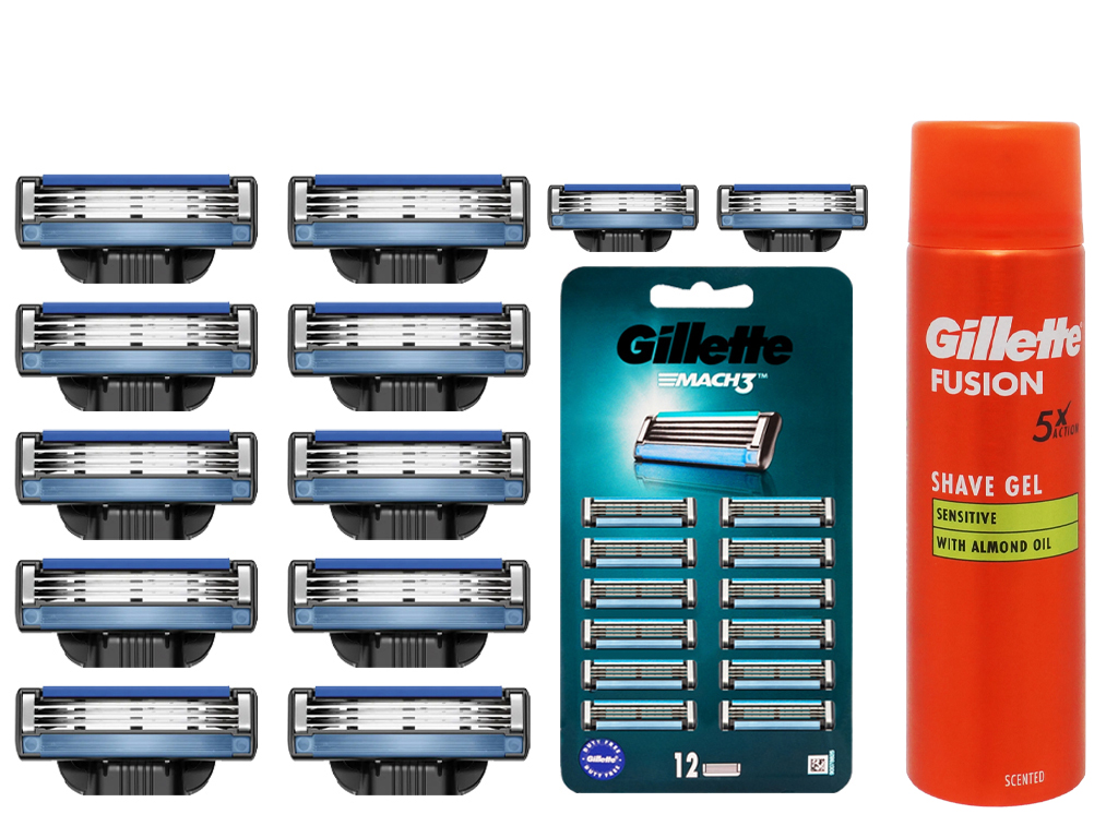 Vložky Do Strojku Gillette Mach 3 Čepele Do Strojku MACH3 x12 Gel