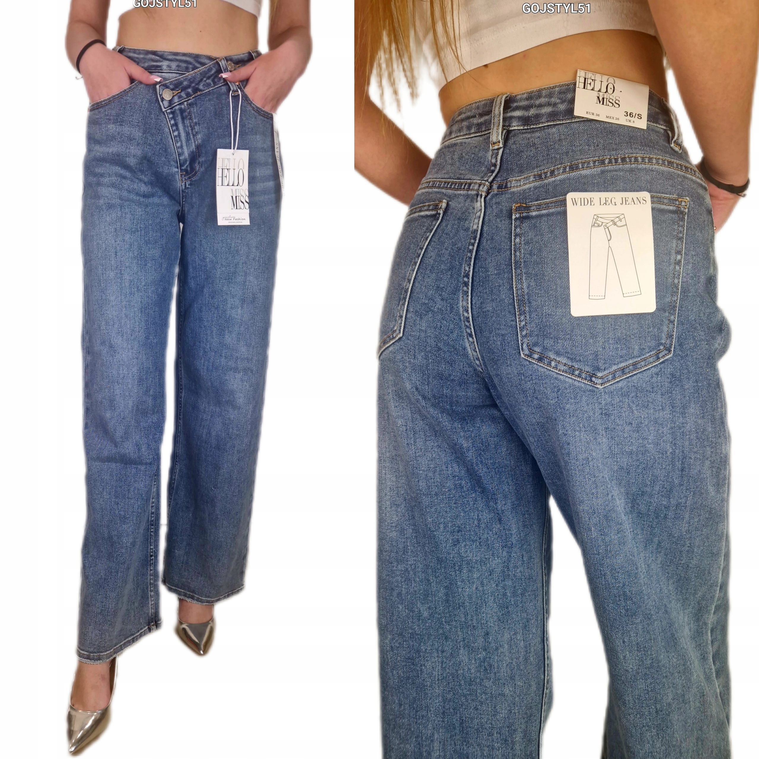 Spodnie Jeansowe Damskie Elastyczne Szerokie Jeansy Modelujące