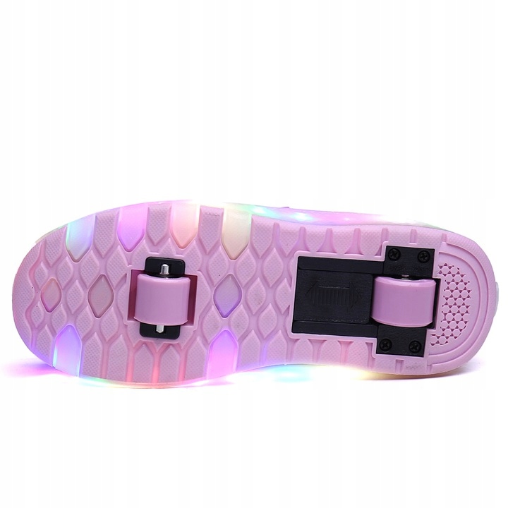 BUTOROLKI BUTY Z ROLKAMI ROLKI WROTKI LED PUDROWE Kod producenta 616 - PINK