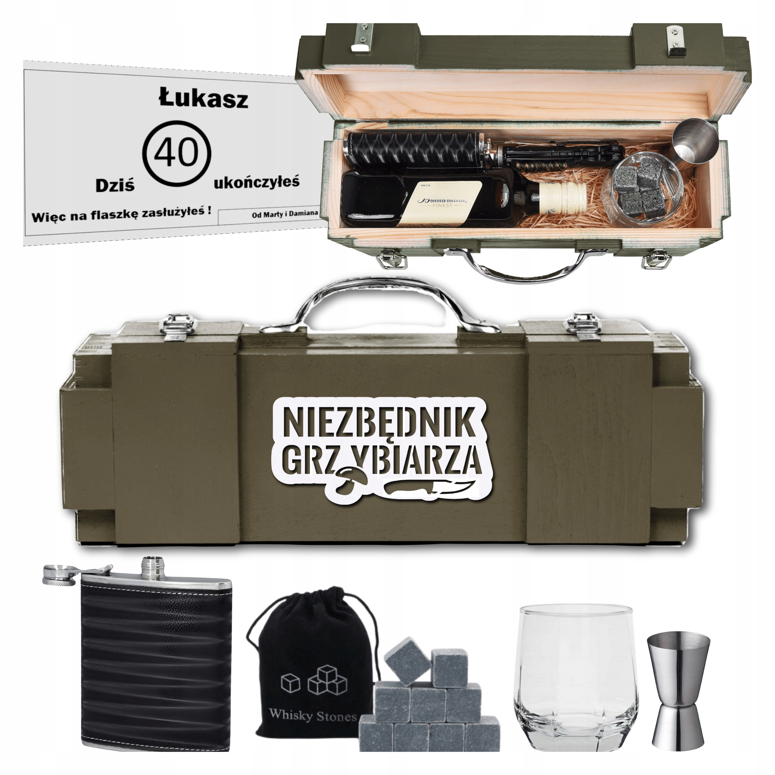 Dárková Sada Dřevěná krabička pro Houbaře Nezbytnost Narozeniny 70