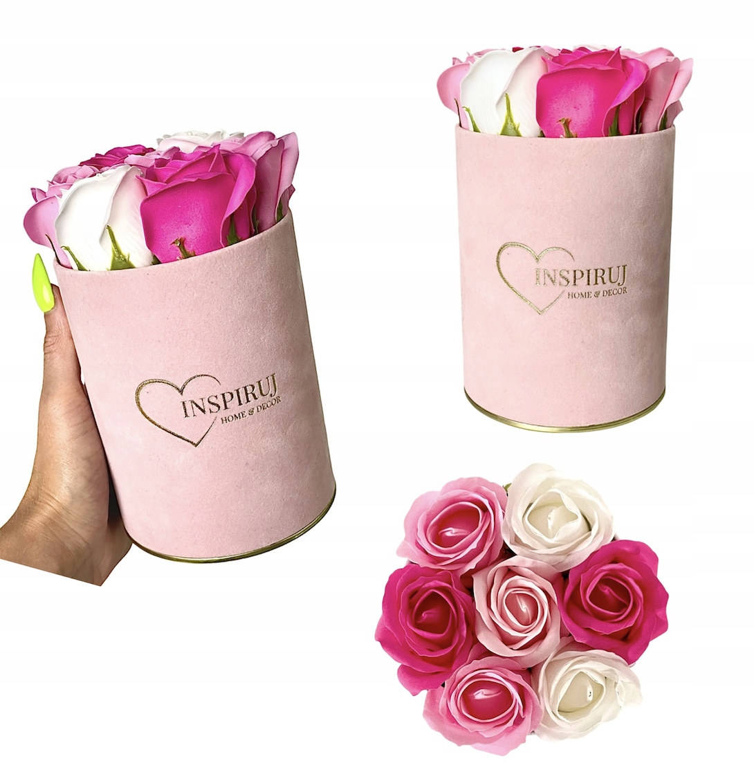 

Flowerbox kwiaty mydlane bukiet róż w pudełku