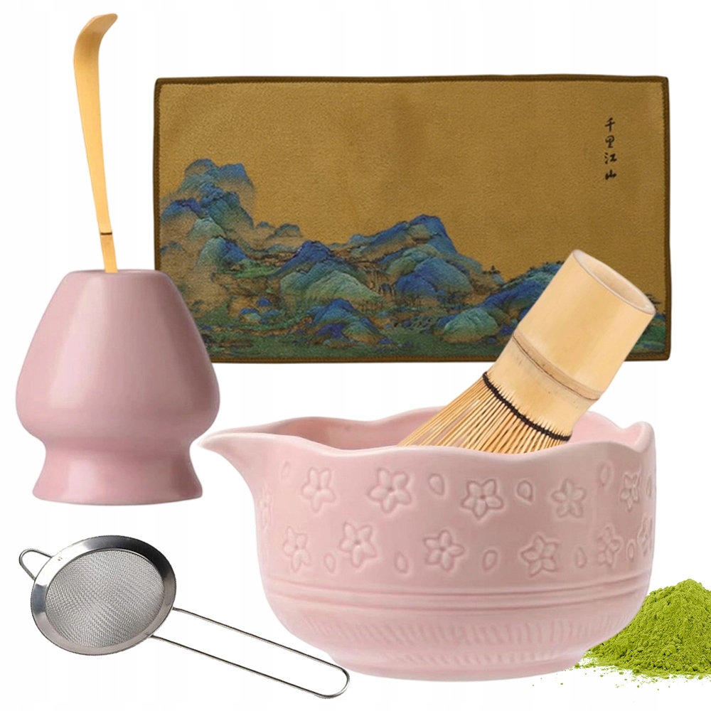 Levně 7-DÍLNÁ Sada Na Matchu S Metlou, Lžící A Keramickou Nádobkou